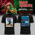 Iron Maiden Merch x Megadeth Run For Your Lives World Tour T-Shirt Iron Maiden Concert Attire - Gearneko
