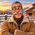 Funny Cowboy Old Man 3D Face Balaclava Winter Ranch Gift - Gearneko
