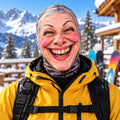 Funny Laughing Grandma 3D Face Balaclava Snowboarding Gift - Gearneko