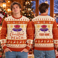 Personalized Crown Royal Peach Snowflakes Holiday Ugly Sweater Xmas Clothing - Gearneko