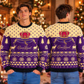 Crown Royal Big Logo Purple Chevron Knitting Christmas Ugly Sweater Whiskey Lover Christmas Gifts - Gearneko