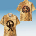 Vintage Bigfoot Peace Hand Sign Hawaiian Shirt Hippie Clothing Gift Ideas For Husband - Gearneko