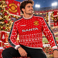 Manchester United Treble 99 Santa Christmas Football Sweater Manchester United Xmas Clothing Soccer Fan Gifts - Gearneko