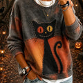 Halloween Black Cat Graphic Sweatshirt Halloween Clothing Gift Ideas For Wife - Gearneko