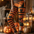 Black Cat Spooky Leggings Fall Autumn Clothes Halloween Gifts Idea - Gearneko