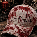 I'm Fine Bloody Pattern Haunted Halloween Hat Spooky Halloween Baseball Cap Holiday Gift Ideas - Gearneko