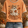 Just Here For The Boos T-Shirt Cute Ghost Pumpkin Coffee Clothing Gift For Her - Gearneko
