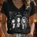 Retro Halloween Witch Iced Coffee V-Neck Shirt Halloween Clothing Holiday Gifts For Mom - Gearneko