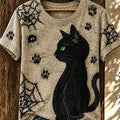 Halloween Mysterious Black Cat Vintage Shirt Halloween Apparel Gift Ideas For Her - Gearneko
