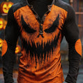 Spooky Jack O Lantern Smiling Art Button Long Sleeve Shirt Haunted Halloween Apparel Gift Idea - Gearneko