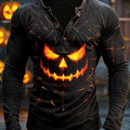 Jack O Lantern Spooky Pumpkin Art Button Long Sleeve Shirt Halloween Clothing Gift For Him - Gearneko