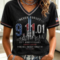 9 11 25th Anniversary Never Forget Patriotic V-Neck Shirt Best 911 Clothes Gift For Wife - Gearneko