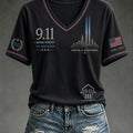 9 11 25th Anniversary Never Forget V-Neck Shirt Patriotic Gift For Girlfriend - Gearneko