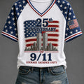 9 11 25th Anniversary Never Forget Stars V-Neck Shirt 9 11 Clothing Patriotic Gift For Wife - Gearneko