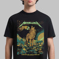 Metallica Mech Life Burns Faster Sphere Las Vegas Poster Graphic T-Shirt Metallica Clothing - Gearneko