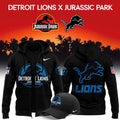 Detroit Lions Merch Jurassic Park Zip Hoodie Detroit Lions Apparel Best Fan Gifts - Gearneko