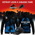 Detroit Lions Jurassic Park Zip Hoodie Detroit Lions Apparel Presents For One Pride - Gearneko