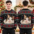 Crying Cat Thumbs Up Meme Black Ugly Christmas Sweater Xmas Party Apparel Funny Gift For Cat Lovers - Gearneko