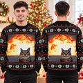 Funny Explosion Cat Meme Black Ugly Christmas Sweater Xmas Clothing Meme Lover Christmas Gifts - Gearneko