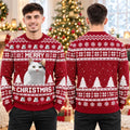 Cute Cat Merry Christmas Red And White Ugly Christmas Sweater Xmas Presents For BFF - Gearneko