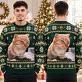 Smug Orange Cat Meme Forest Green Ugly Christmas Sweater Xmas Party Apparel Cat Lover Christmas Gift - Gearneko