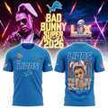 Detroit Lions Merch x Bad Bunny Super Bowl LX 2026 T-Shirt Bad Bunny Clothing Fans Gift - Gearneko