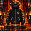 Mortal Kombat Merch Scorpion Mask Zip Hoodie Mortal Kombat Apparel Gift For Brothers - Gearneko