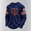 Mike Ditka Chicago Bears 89 Bear Sunglasses and Cigar Navy Waffle Knit Sweater - Gearneko
