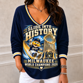 Milwaukee Brewers 2026 World Series Champions V-Neck Long Sleeve Shirt Best Fan Gifts - Gearneko