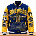 Milwaukee Brewers Merch 2026 World Series Champions One Team One Dream Varsity Jacket - Gearneko