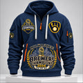 Milwaukee Brewers Merch World Series Champions Win Our Way 2026 Half Zip Hoodie - Gearneko