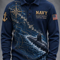US Navy 250Th Anniversary Submarine Silent Depths Lasting Pride Polo Long Sleeve Shirt US Navy Apparel - Gearneko