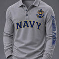 US Navy 250Th Anniversary Anchors Aweigh Long Sleeve Polo Long Sleeve Shirt US Navy Clothing - Gearneko