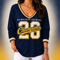 Milwaukee Brewers Merch 2026 World Champions V-Neck Long Sleeve Shirt Milwaukee Brewers Apparel - Gearneko