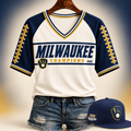 Milwaukee Brewers Merch 2026 World Champions V-Neck Shirt Celebration Gifts For Brew Crew - Gearneko