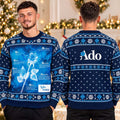 Ado Adotomy Blue Rose Navy Ugly Christmas Sweater Ado Christmas Apparel Xmas Clothing - Gearneko