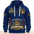 Milwaukee Brewers Merch 2026 World Series Champions Trophy Half Zip Hoodie Brew Crew Apparel - Gearneko