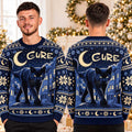 The Cure Merch Black Cat And Crescent Moon Navy Ugly Christmas Sweater The Cure Apparel Fan Gifts - Gearneko