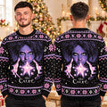 The Cure Robert Smith Glowing Star Black And Purple Ugly Christmas Sweater The Cure Apparel - Gearneko