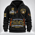 Milwaukee Brewers Merch 2026 World Series Champions Trophy Win Our Way Half Zip Hoodie - Gearneko