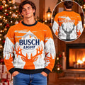 Custom Busch Light Beer Reindeer And Mountain Ugly Christmas Sweater Xmas Clothing - Gearneko