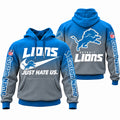 Custom Detroit Lions Merch Just Hate Us Hoodie Detroit Lions Apparel One Pride Clothing - Gearneko