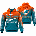 Custom Miami Dolphins Merch Just Hate Us Hoodie Miami Dolphins Hooded Sweatshirt - Gearneko