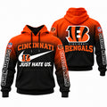 Personalized Cincinnati Bengals Merch Just Hate Us Hoodie Who Dey Nation Apparel - Gearneko