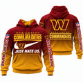 Personalized Washington Commanders Merch Just Hate Us Hoodie Football Fan Gear - Gearneko