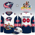 Custom Columbus Blue Jackets Merch Mickey Friends Night Jersey Columbus Blue Jackets Apparel - Gearneko