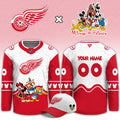 Custom Detroit Red Wings Mickey Friends Night Hockey Jersey Detroit Red Wings Clothing - Gearneko
