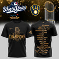 Milwaukee Brewers Merch 2026 World Series Champions Black Shirt Baseball Lover Gifts - Gearneko