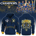 Milwaukee Brewers Merch World Series Champions Half Zip Hoodie Milwaukee Brewers Apparel - Gearneko
