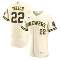 Milwaukee Brewers Merch Christian Yelich Home Authentic Jersey Brew Crew Clothing - Gearneko